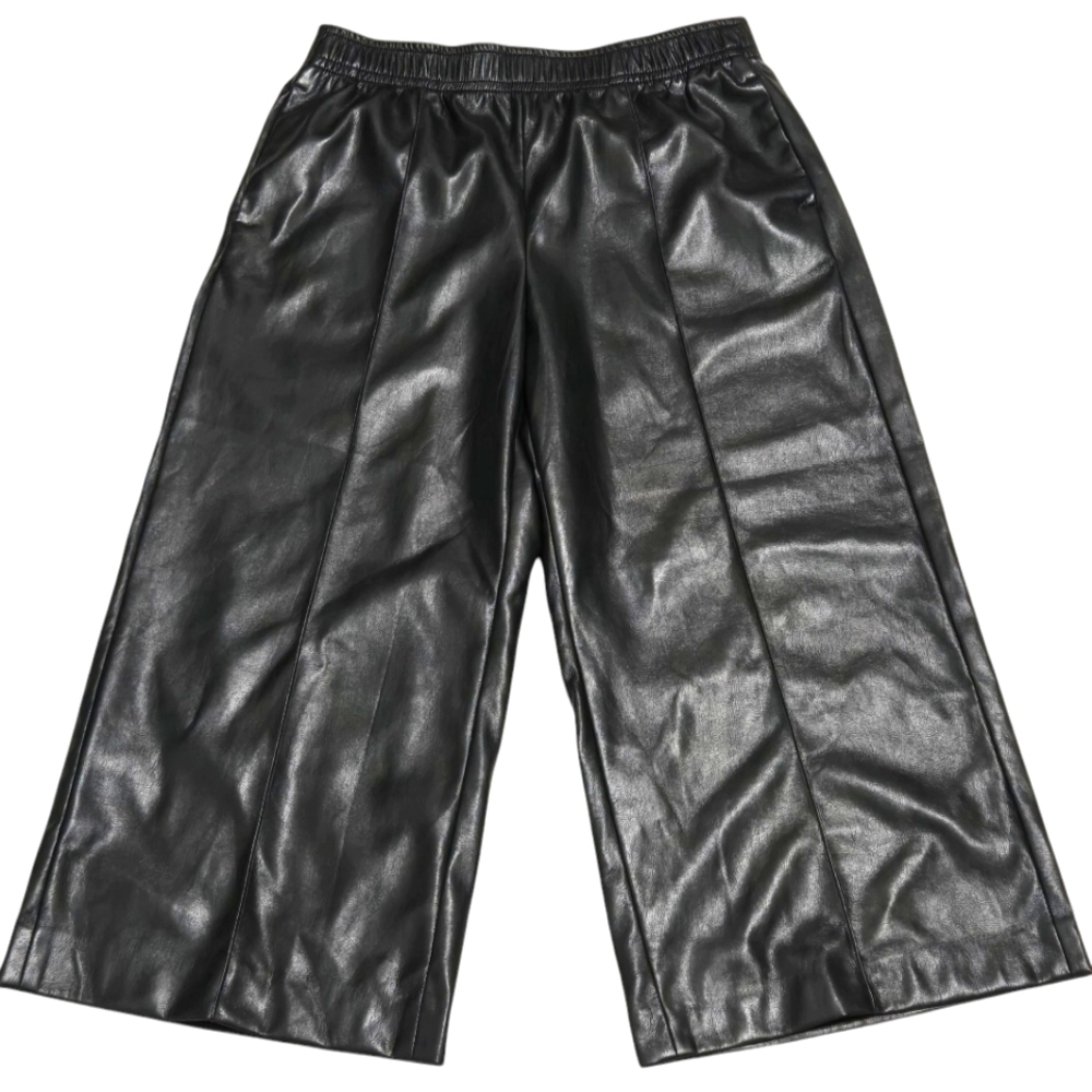 Velvet By GrahamAndSpence Black Faux Leather Wide-Leg Pants Womens Size Medium - Picture 2 of 8